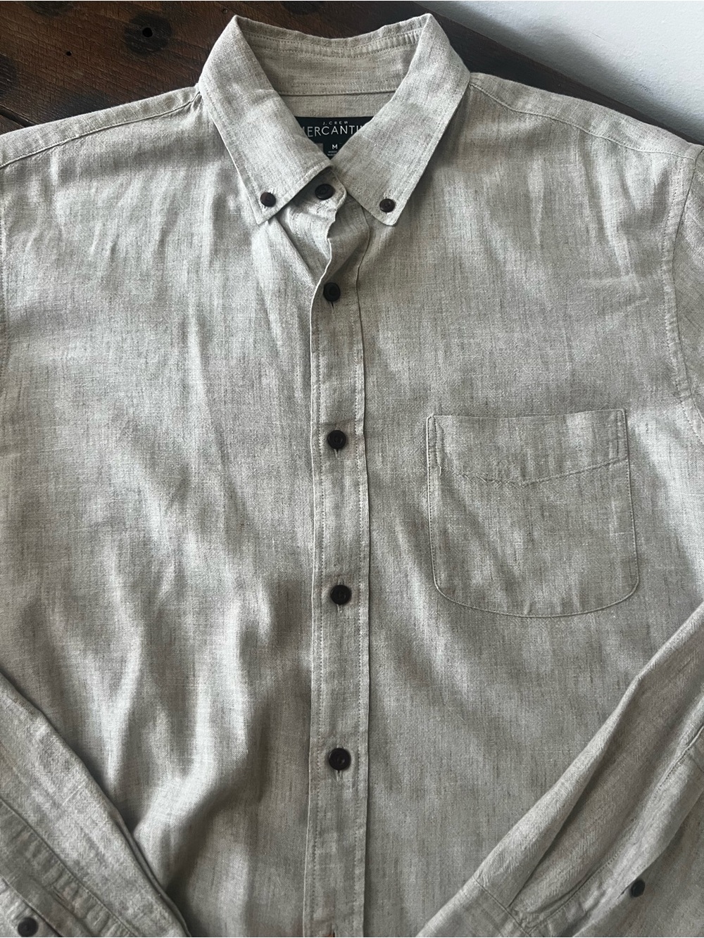 Jcrew mercantile - Men's Button-Down Cotton Shirt in Light Beige - Medium